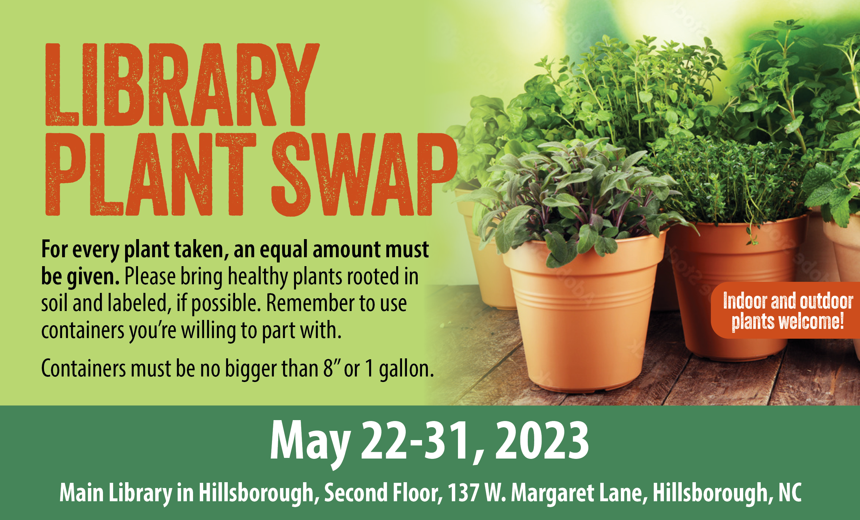 Library Plant Swap May 22-31, 2023 | Orange County Public Library